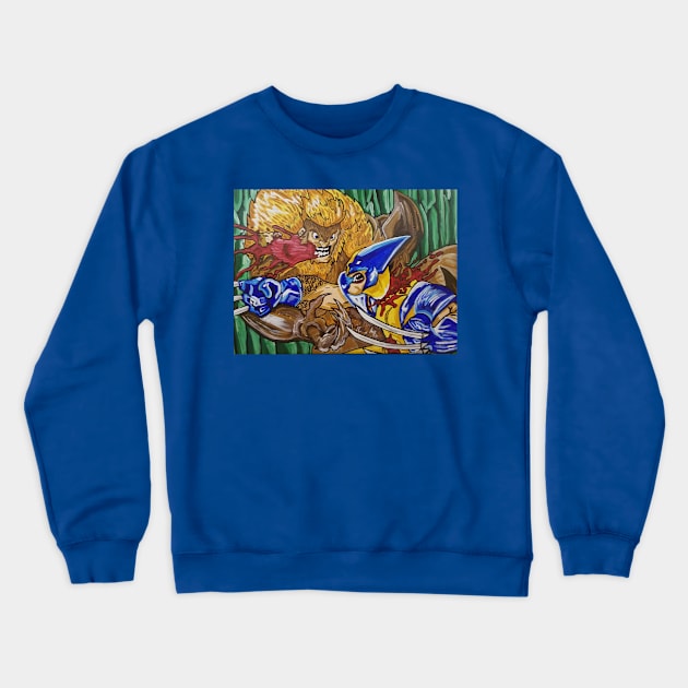 Cheeky Monkey Sabretooth by Scott Hulderson Crewneck Sweatshirt by Scott Hulderson